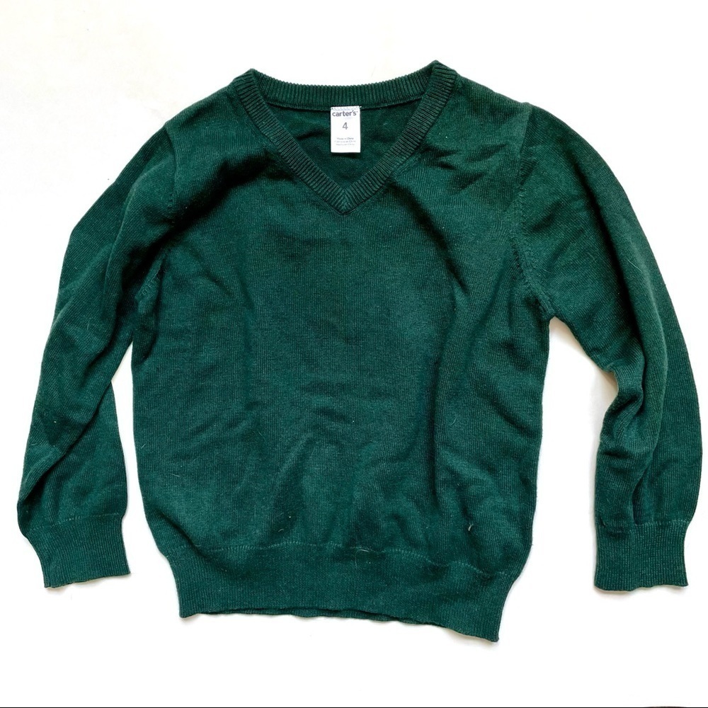 Carter’s Dark Green V-Neck Lightweight Sweater Cotton Blend 4